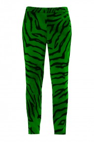 Pantaloni verzi cu imprimeu animal print din catifea cu buzunare CMD1020