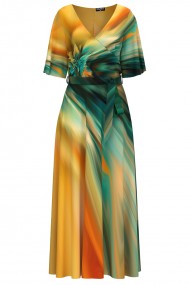 Rochie de seara lunga imprimata digital multicolora CMD1034