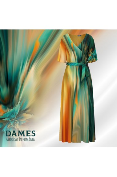 Rochie Dames multicolora lunga eleganta imprimata digital CMD1076