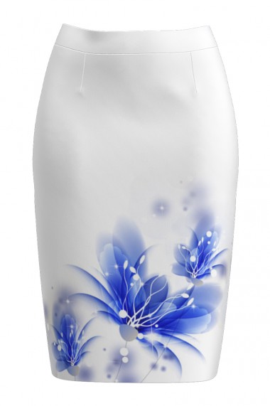 Fusta conica Dames alba imprimata cu model Floral CMD1091