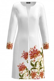 Jacheta de dama alba lunga imprimata cu model Floral CMD1421