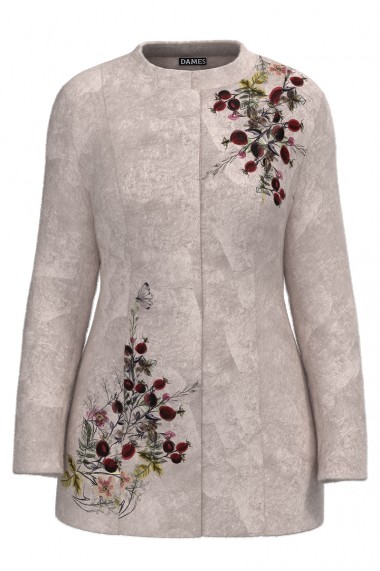 Palton Dames bej elegant si calduros imprimat Floral CMD1463