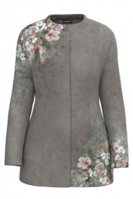 Palton dama gri elegant si calduros imprimat Floral CMD1468