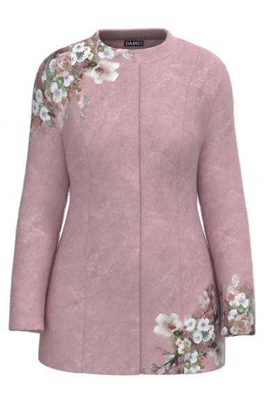 Palton Dames roz elegant si calduros imprimat Floral CMD1508