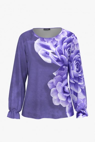 Bluza Dames mov lila imprimata cu model floral CMD1736