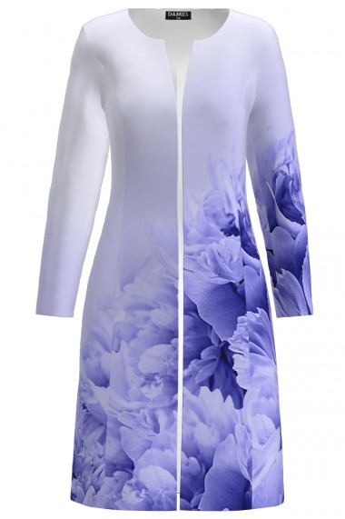 Palton Dames violet lunga imprimata cu model floral CMD1792