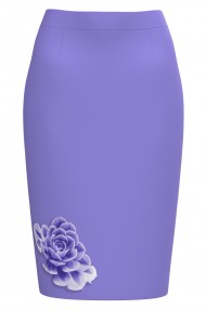 Fusta dreapta conica lila imprimata cu model floral CMD1770