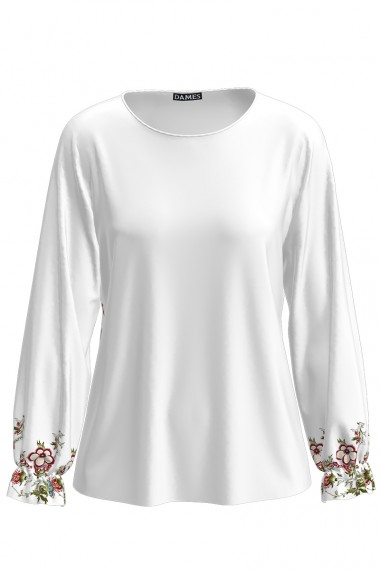 Bluza alba imprimata digital cu model floral CMD2120