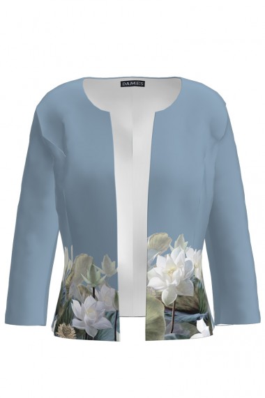 Sacou bleu cambrat imprimat cu model floral CMD2124