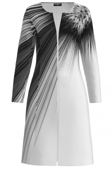 Jacheta de dama alb negru lunga imprimata cu model Grafic CMD2273