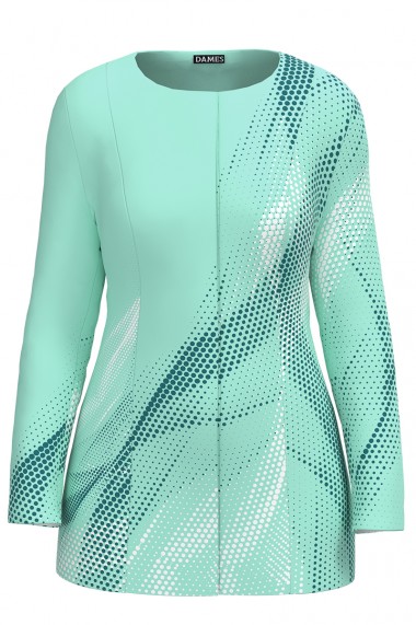 Jacheta de dama vernil de lungime medie imprimata cu model abstract CMD2301
