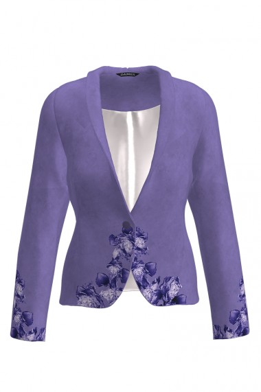 Sacou violet cambrat imprimat cu model Floral CMD2482