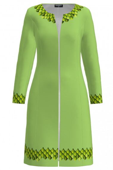 Jacheta de dama vernil lunga imprimata cu model in contrast CMD2597