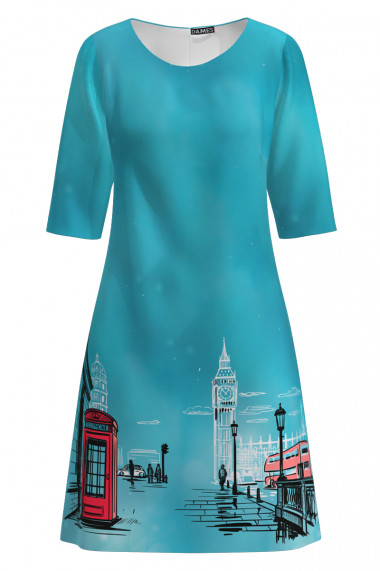 Rochie casual bleu imprimata digital Londra CMD2600