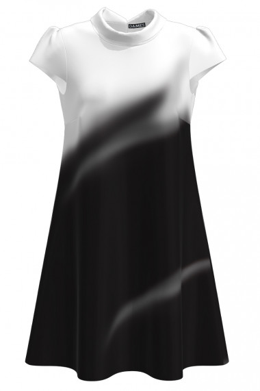 Rochie alb negru casual imprimata digital CMD2673