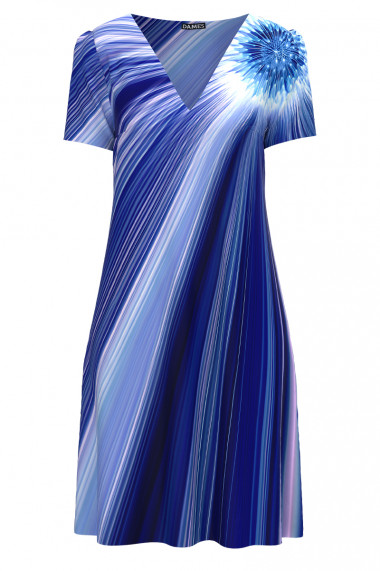 Rochie casual de vara imprimata in nuante de albastru CMD2801