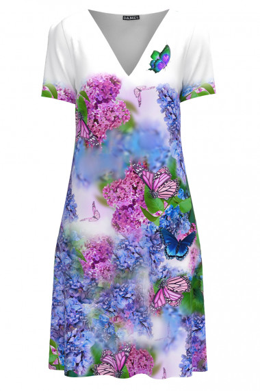 Rochie alba casual de vara imprimata cu model floral multicolor CMD2813