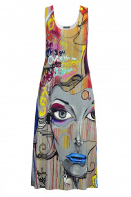Rochie multicolora lunga casual de vara cu buzunare imprimata Avatar CMD2865