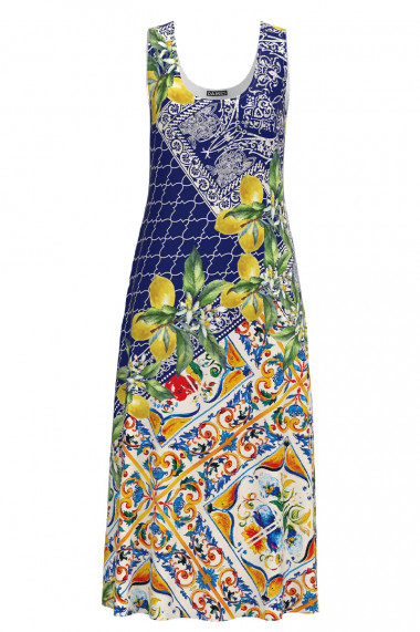 Rochie multicolora lunga casual de vara cu buzunare imprimata Lamai CMD2930