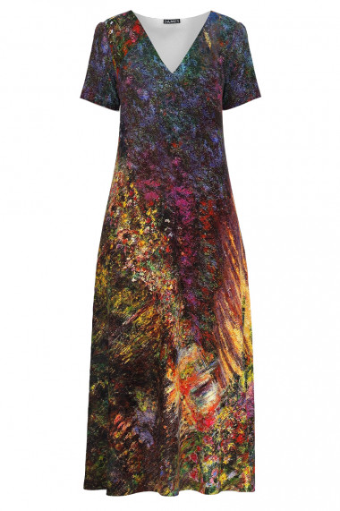 Rochie de vara lunga cu buzunare imprimata cu model multicolor CMD2961