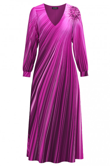 Rochie in nuante de roz eleganta cu maneca lunga imprimata digital CMD3026