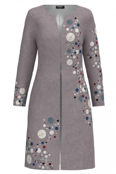 Jacheta de dama lunga imprimata cu model multicolor CMD3084