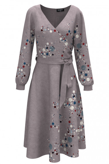 Rochie eleganta cu maneca lunga imprimata cu model multicolor CMD3089