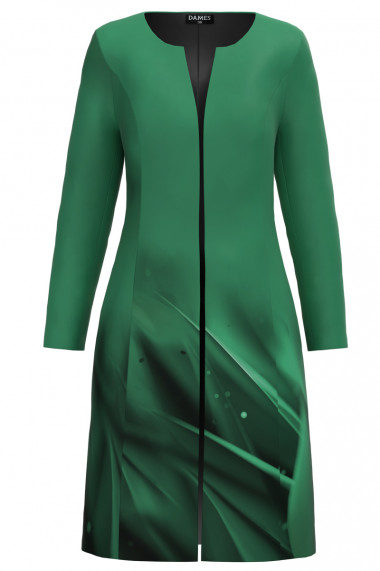 Jacheta de dama lunga imprimata in nuante de verde CMD3210