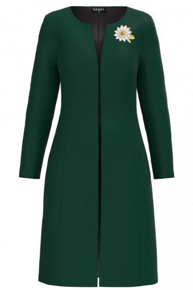 Jacheta de dama verde lunga imprimata cu model floral CMD3266
