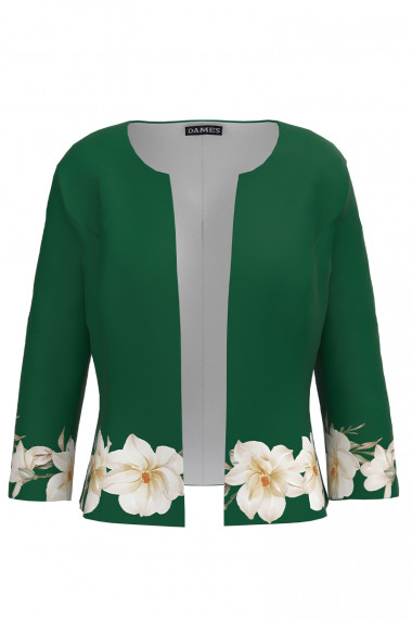 Sacou verde cambrat imprimat cu model floral CMD3293