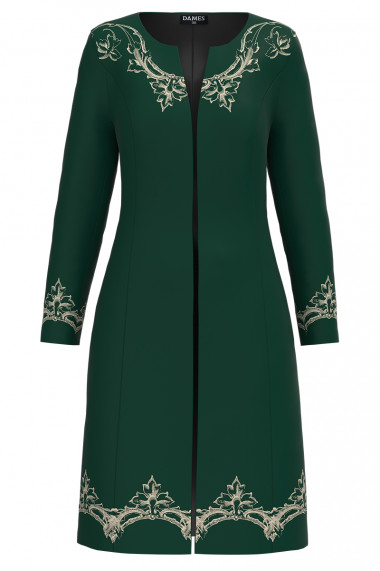 Jacheta de dama verde lunga imprimata cu model floral CMD3342