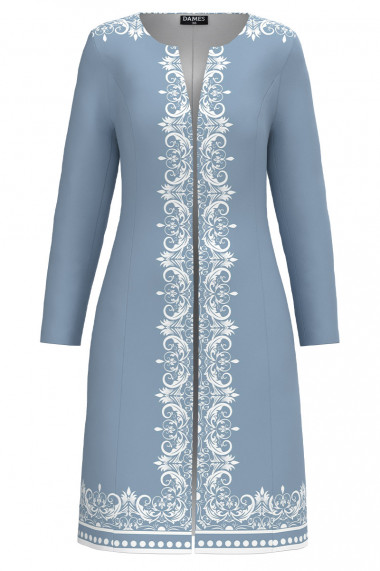Jacheta de dama bleu lunga imprimata cu model Floral CMD3408