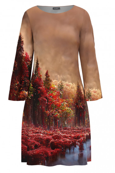 Rochie multicolora imprimata cu model Autumn CMD3554
