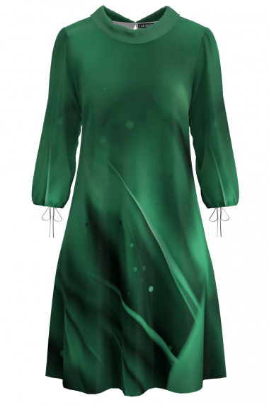 Rochie casual cu maneca trei sferturi imprimata in nuante de verde CMD3611