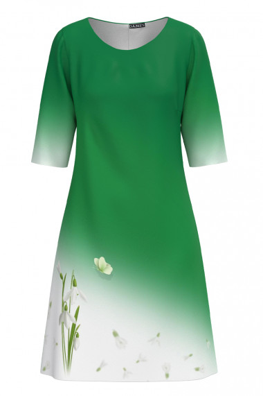 Rochie casual verde imprimata cu model Ghiocei CMD3905