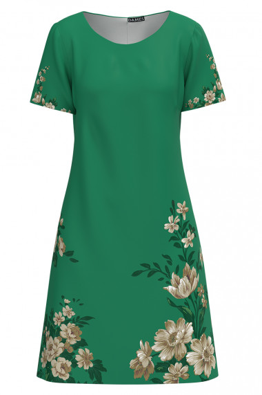 Rochie casual verde imprimata cu model floral CMD4037