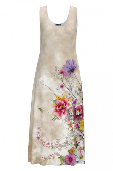 Rochie lunga casual de vara cu buzunare imprimata floral CMD4382