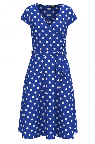 Rochie albastra de vara cu maneca scurta imprimata cu model Buline CMD4399
