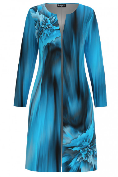 Jacheta de dama lunga imprimata in nuante de albastru CMD4533