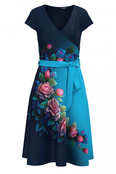 Rochie de vara cu maneca scurta imprimata cu model floral CMD4566