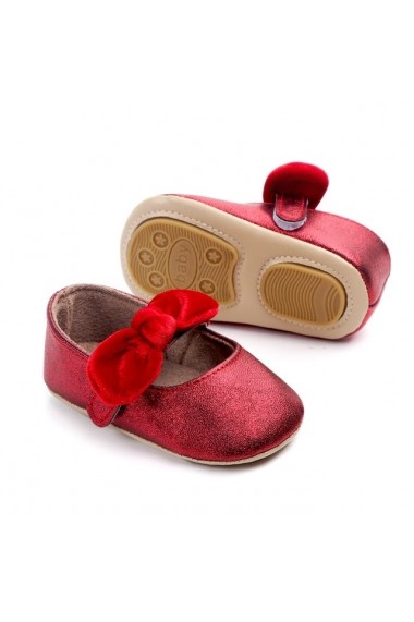 Pantofiori rosii cu fundita din catifea