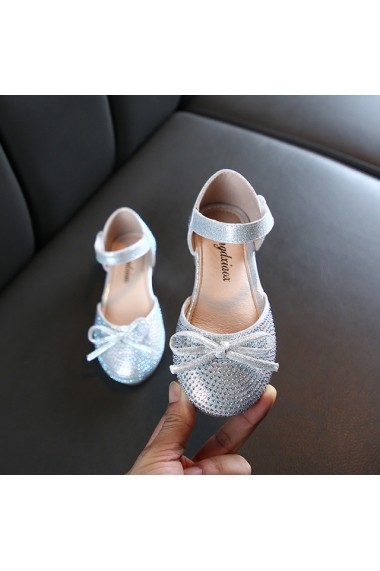 Pantofi eleganti argintii cu strasuri