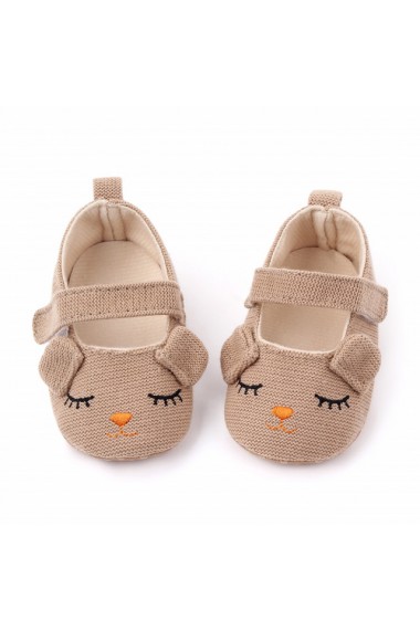 Pantofiori maro pentru fetite - Ursulet