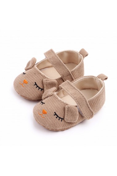 Pantofiori maro pentru fetite - Ursulet