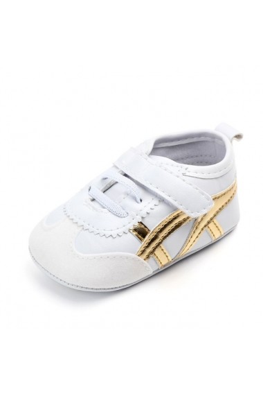 Pantofi sport bebelusi Superbebeshoes cu auriu MBD2065-4-Alb