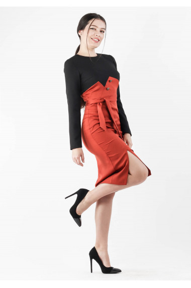 Rochie conica cu cordon in talie
