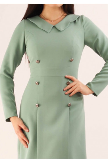 Rochie cu pliuri si guler ascutit