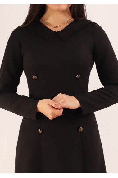 Rochie cu pliuri si guler ascutit