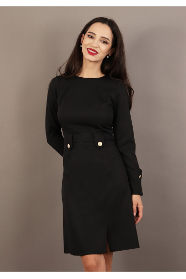 Rochie evazata cu nasturi la manseta