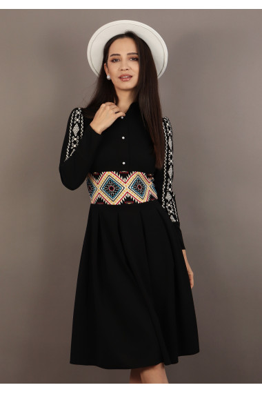 Rochie cu pliuri cu imprimeu traditional
